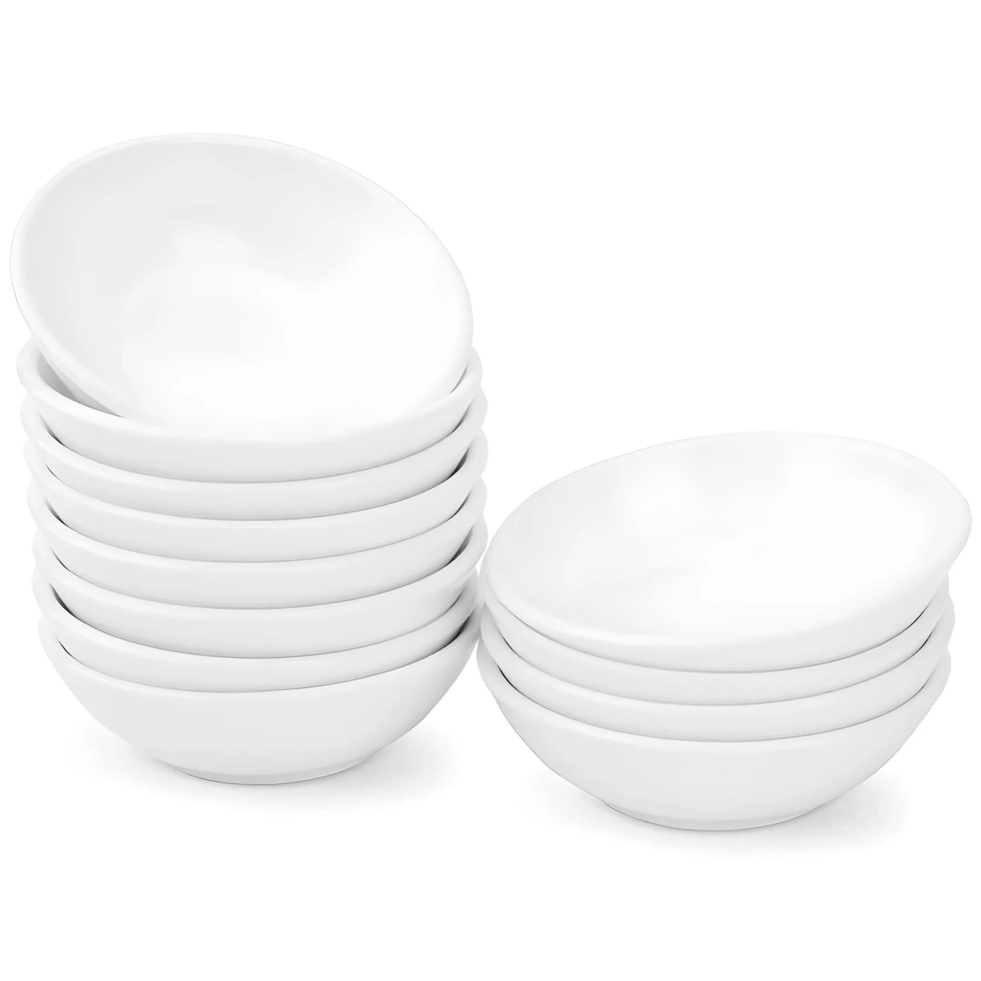 UIBFCWN 12 Pack Ceramic Dipping Bowls 1.2 Oz (35 ml) | Small White Sauce Dishes for Sushi & Condiments - main product image