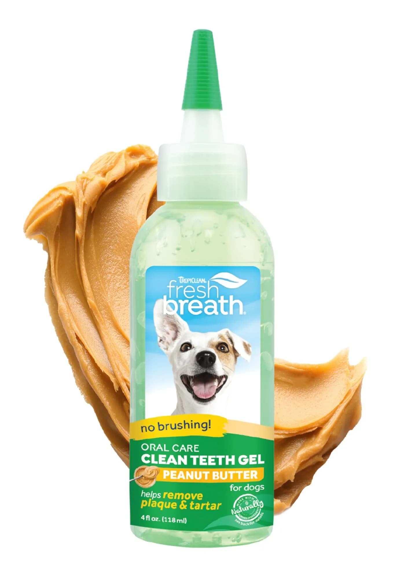 TropiClean No Brush Dog Toothpaste Peanut Butter 4oz (118ml) | Freshens Breath & Removes Plaque - main product image