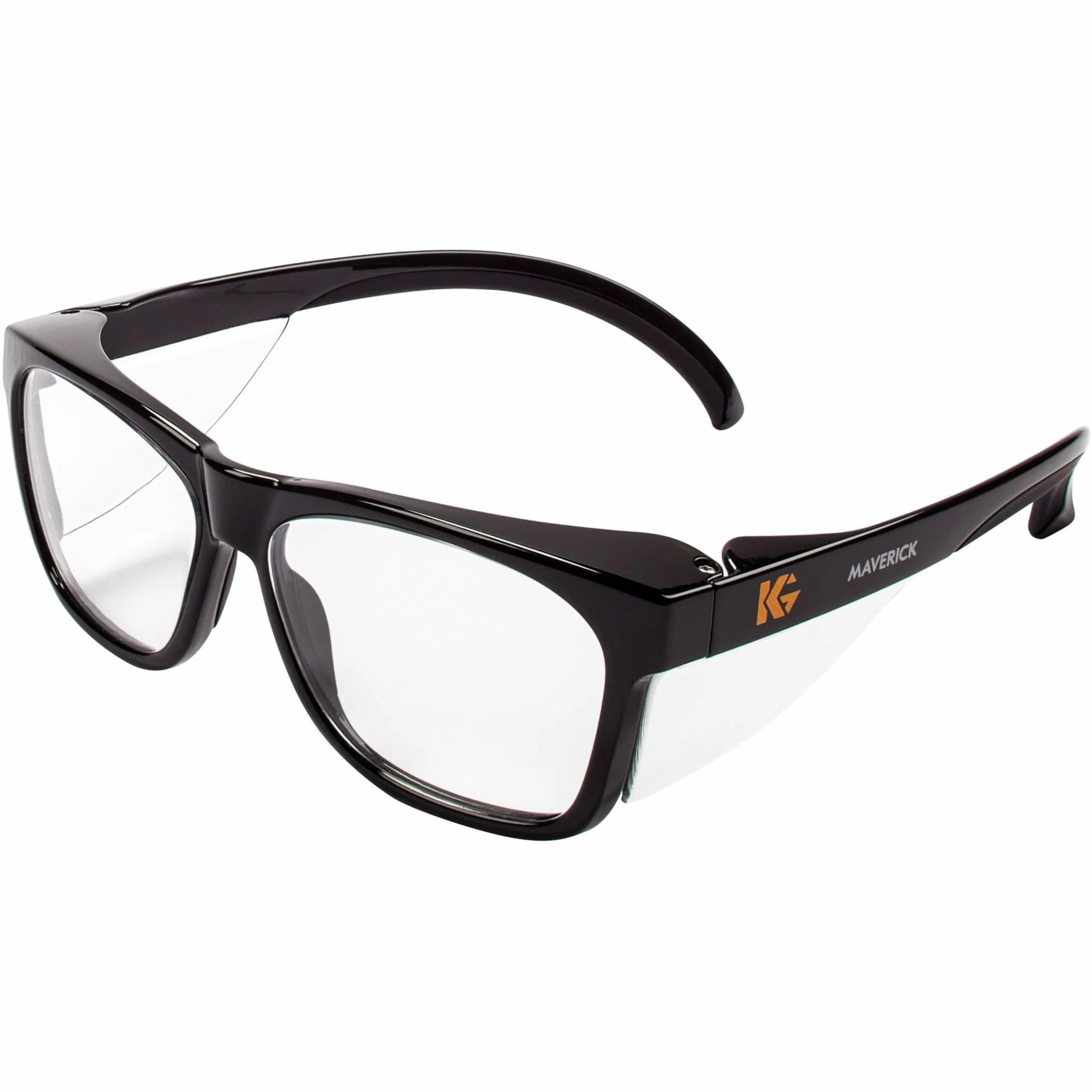 KleenGuard V30 Maverick Safety Glasses with Anti-Fog Coating, Clear Lenses, Black Frame (Qty 1) | ANSI Z87.1+ Certified