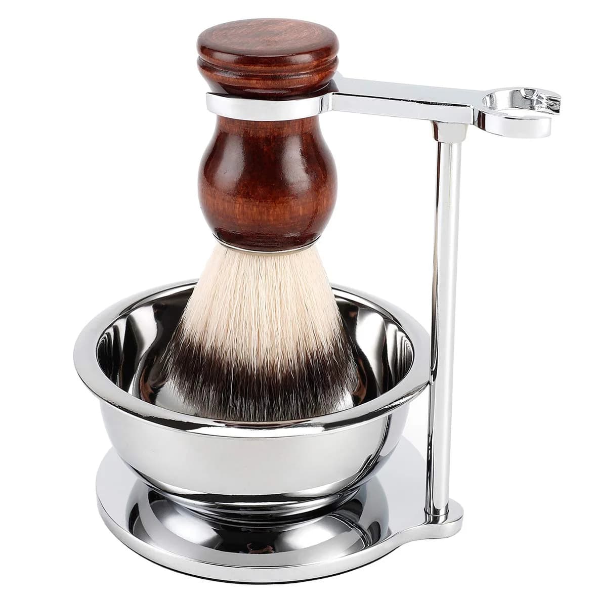 PerPro Deluxe Stainless Steel Shave Stand, Bowl & Brush Set | Compatible with Most Razors - main product image
