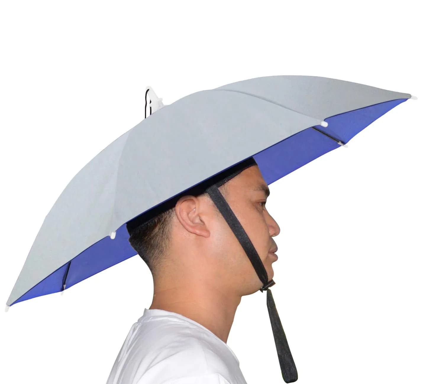 NEW-Vi Umbrella Hat Silver 65 cm (25.1 inches) | Hands-Free Sunshade for Outdoor Activities