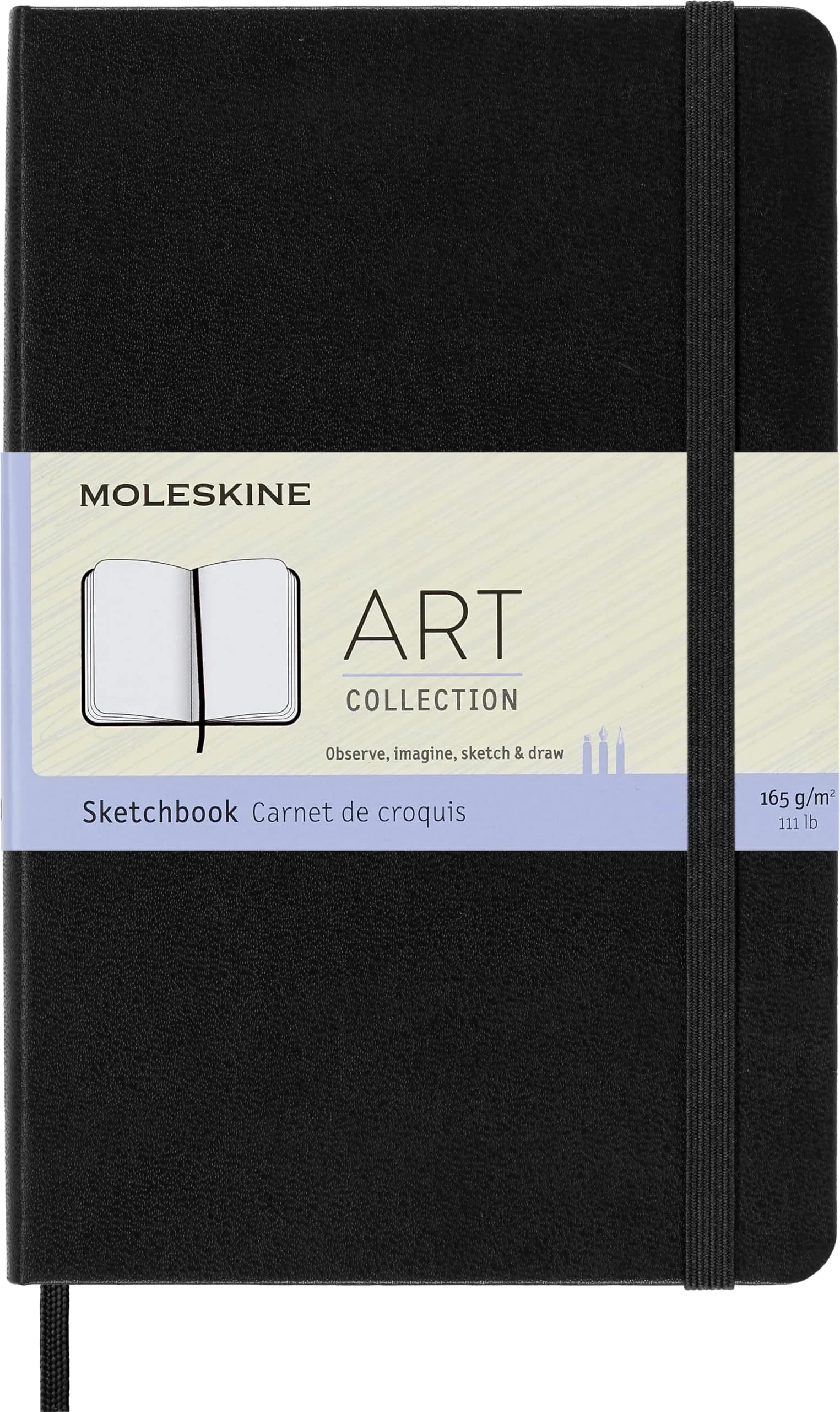 Moleskine Art Sketchbook Hard Cover Medium 11.9 cm x 18.2 cm (4.5" x 7") Plain Black 88 Pages | Acid-Free Paper for Artists - main product image