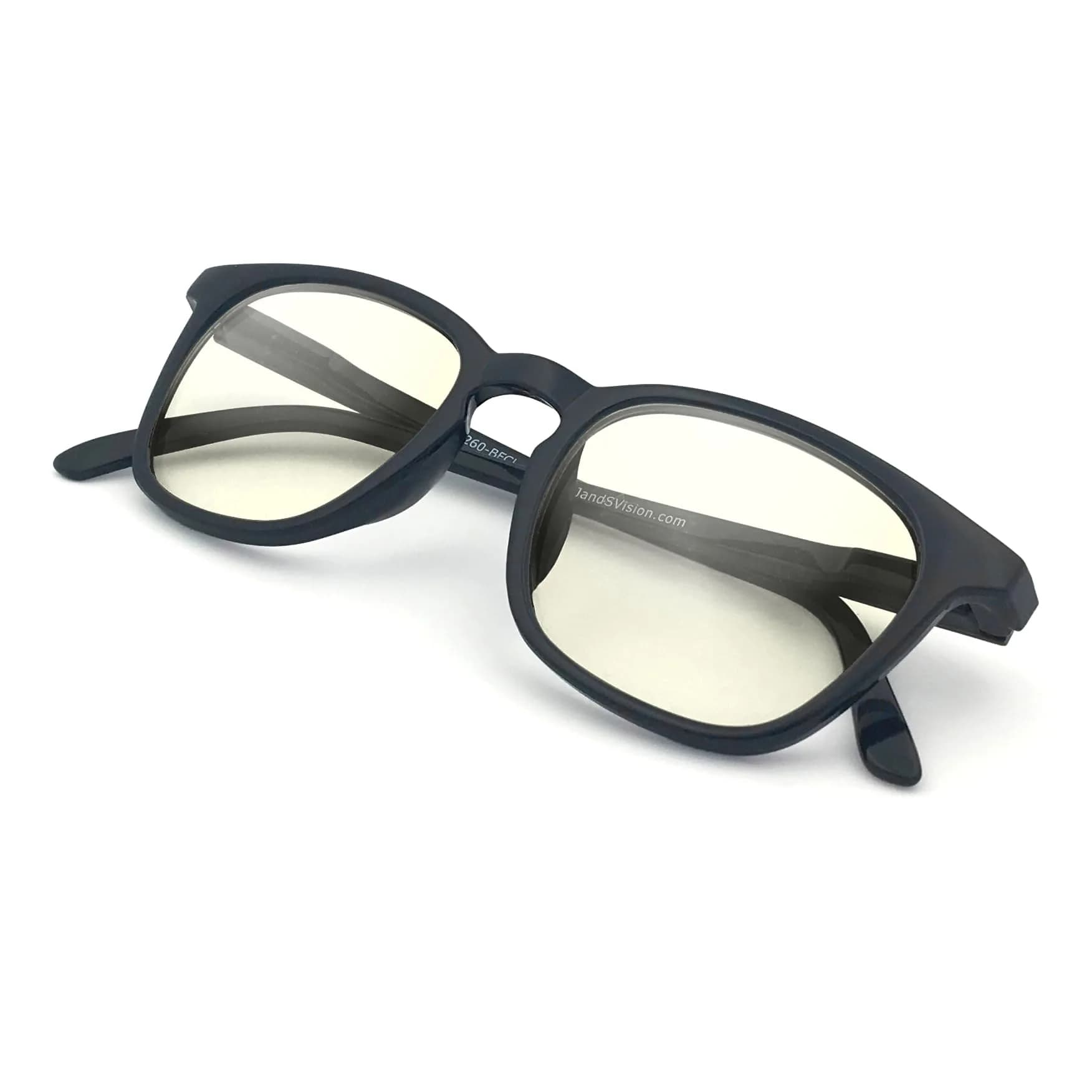 J+S Blue Light Blocking Glasses, Puhou Square Black Frame, LCD Lens (49mm Lens Width, 140mm Arm Length) | Blocks 90% Harmful Blue Light - main product image