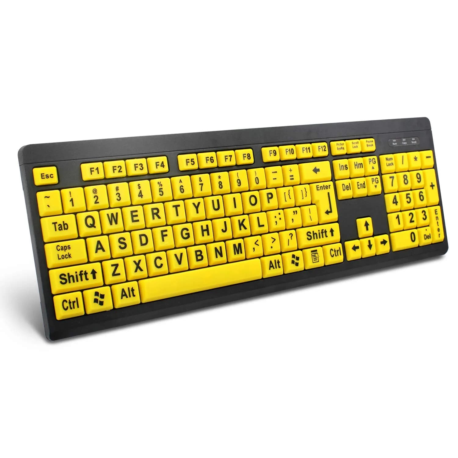 BOOGIIO Large Print Computer Keyboard Wired USB High Contrast Yellow+Black | Ergonomic Design for Visually Impaired - main product image