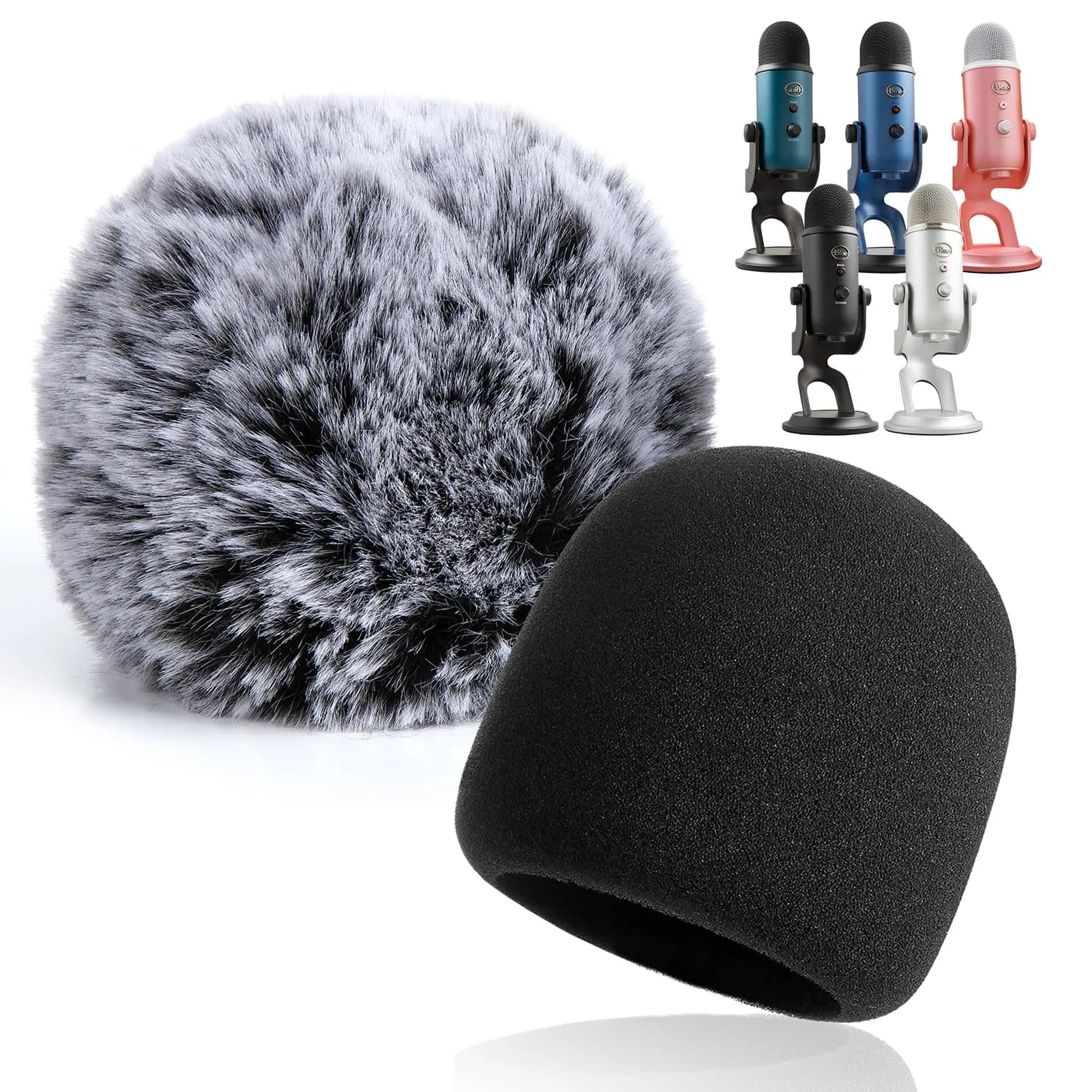 YOUSHARES 2PCS Blue Yeti Microphone Windscreen Kit | Reduces Wind Noise for Clearer Audio - main product image
