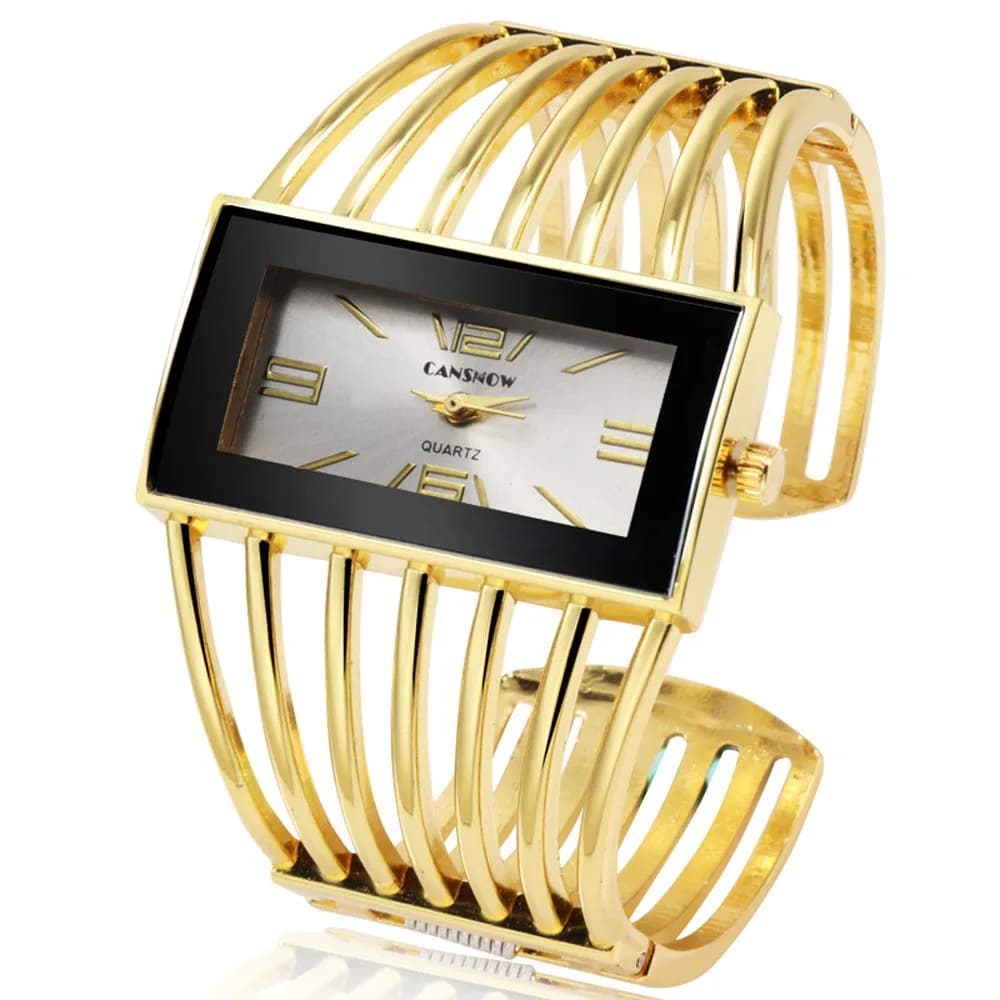 Weicam Women's Quartz Watch with Rectangular Dial & Gold Alloy Bracelet (38mm Case) | Luxury Analog Wristwatch for Ladies - main product image