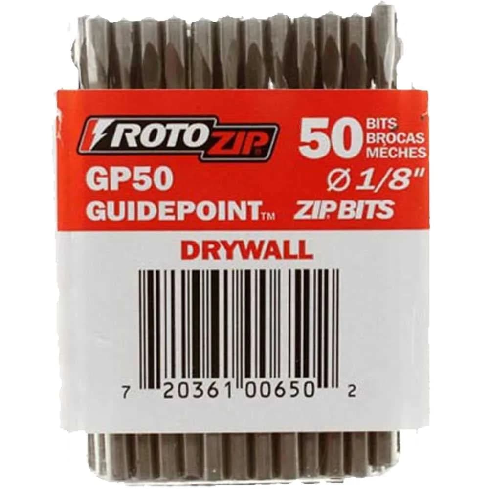 RotoZip GP50 1/8-Inch Drywall Guidepoint Cutting Bits (50-Pack) | Precision Routing for Drywall - main product image