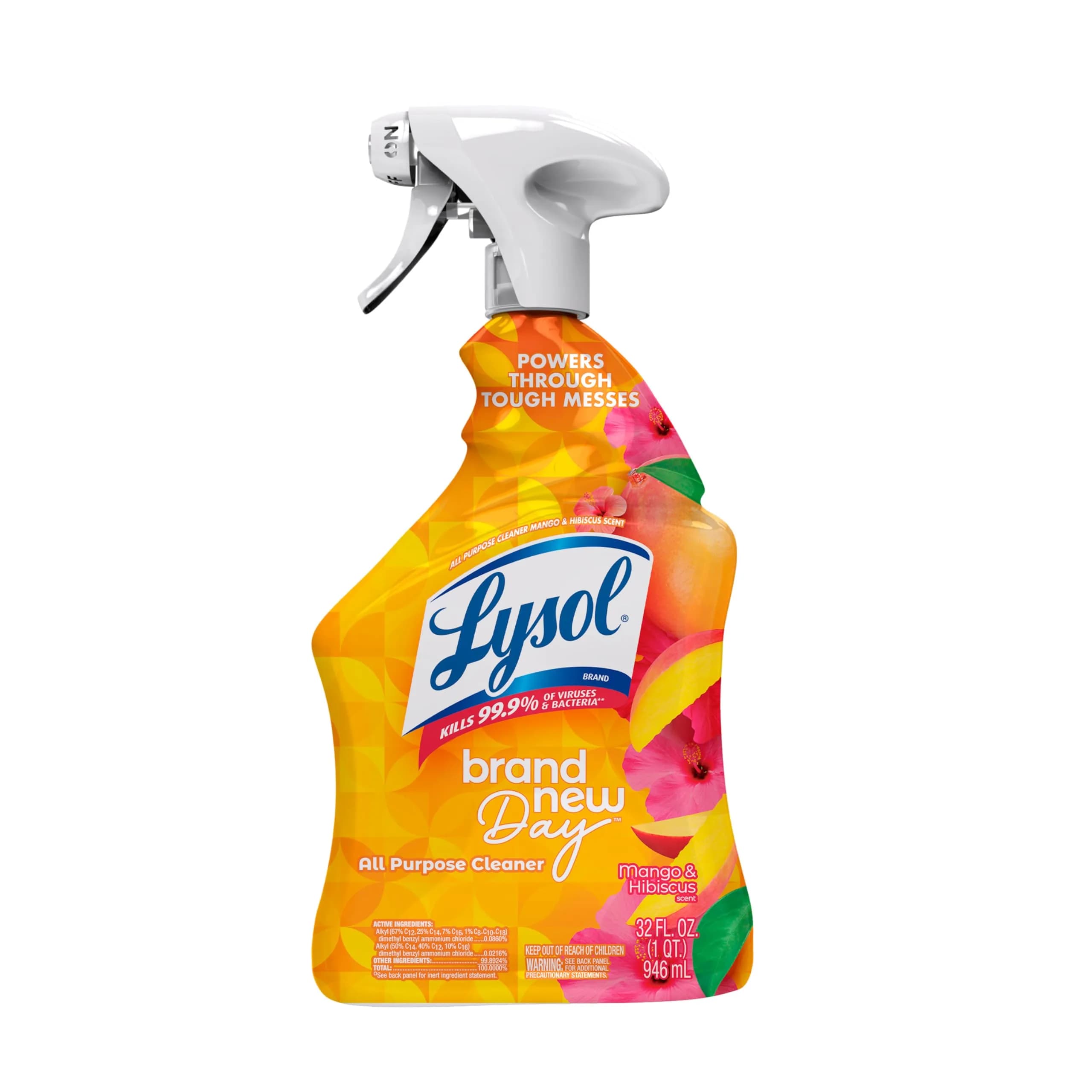 Lysol All Purpose Cleaner Spray Mango & Hibiscus Scent, 32 Fl Oz (946 ml) | Kills 99.9% of Viruses & Bacteria - main product image