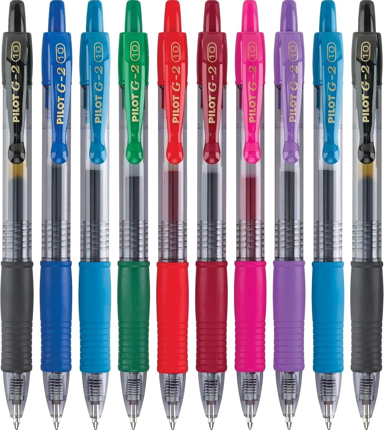 Pilot G2 Gel-Ink Pens, Bold Point (1.0mm) | Refillable, Assorted, 10-Pack for Office & School