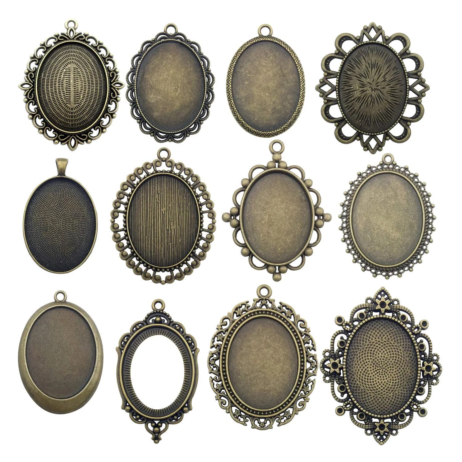 Youdiyla Jewelry Pendant Trays 30x40mm Antique Bronze | Perfect for DIY Photo Jewelry (70-120 chars)