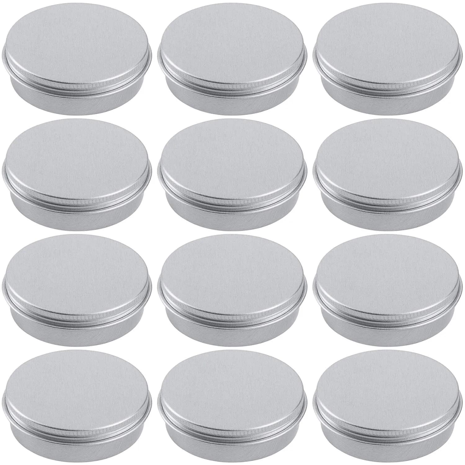 Hulless 12 Pack 60ml Aluminum Tin Jars | Refillable Cosmetic Containers with Screw Lid - main product image