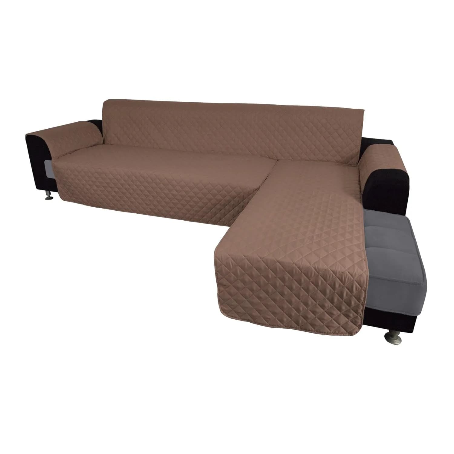 Easy-Going Reversible L-Shape Sectional Couch Cover, Large, Brown/Brown | Protects & Refreshes Your Sofa - main product image