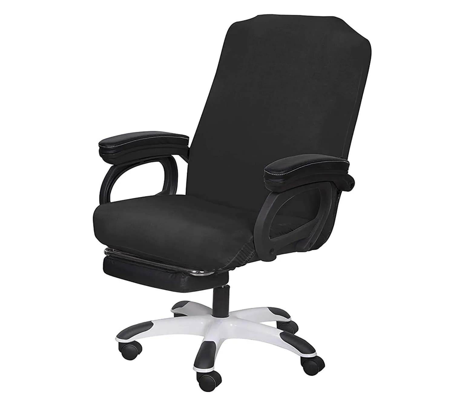 SARAFLORA Black Office Chair Cover Large | Stretchable & Washable Protector for Computer Chairs - main product image