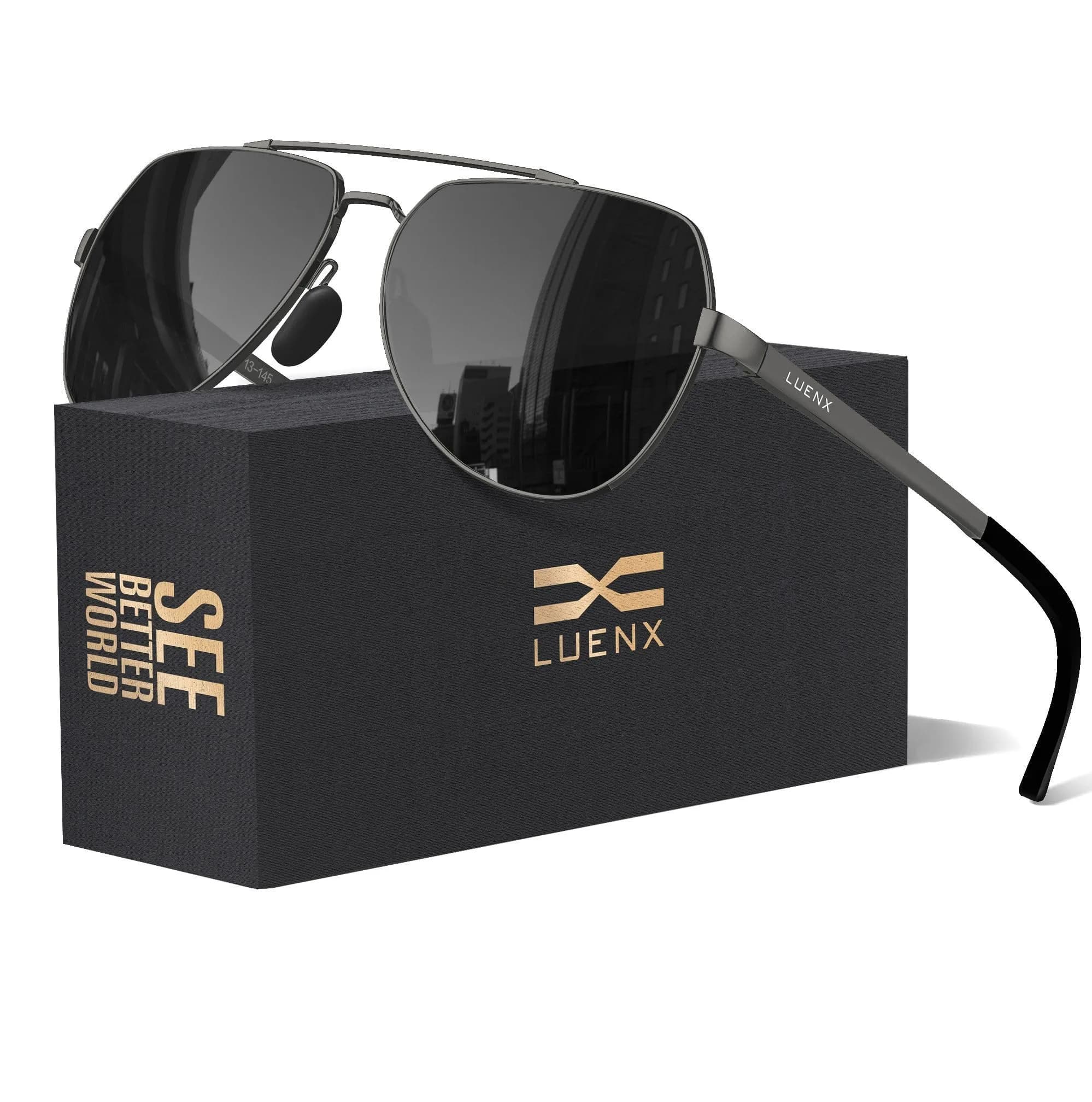 Luenx Aviator Polarized Sunglasses Men Women Classic UV400 Driving | Stylish, Lightweight & Polarized