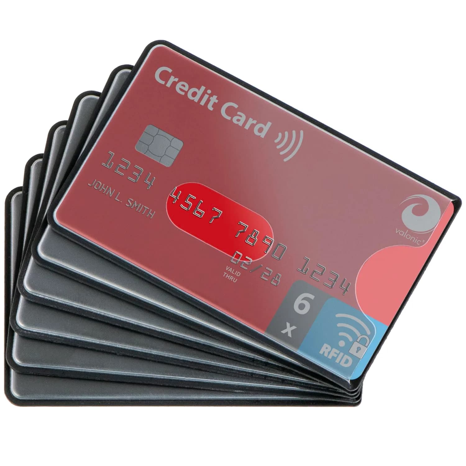 Valonic RFID Blocking Sleeves Set of 6 | Transparent Front, Credit Card Protector for Wallet - Anti-Theft & Signal Vault (70-120c)