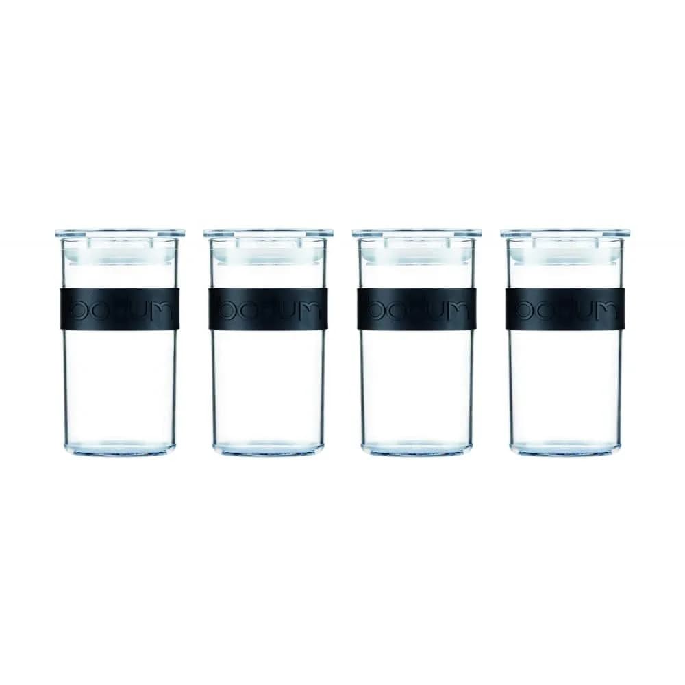 Bodum Presso Storage Jar Set 250ml (0.25 L) Black | Airtight BPA-Free Plastic Containers for Kitchen Pantry - main product image