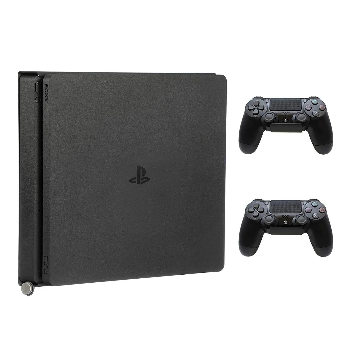 HumanCentric PS4 Slim Wall Mount with Controller Bundle & VESA Mount - Black | Steel Construction, Minimalist Design - main product image