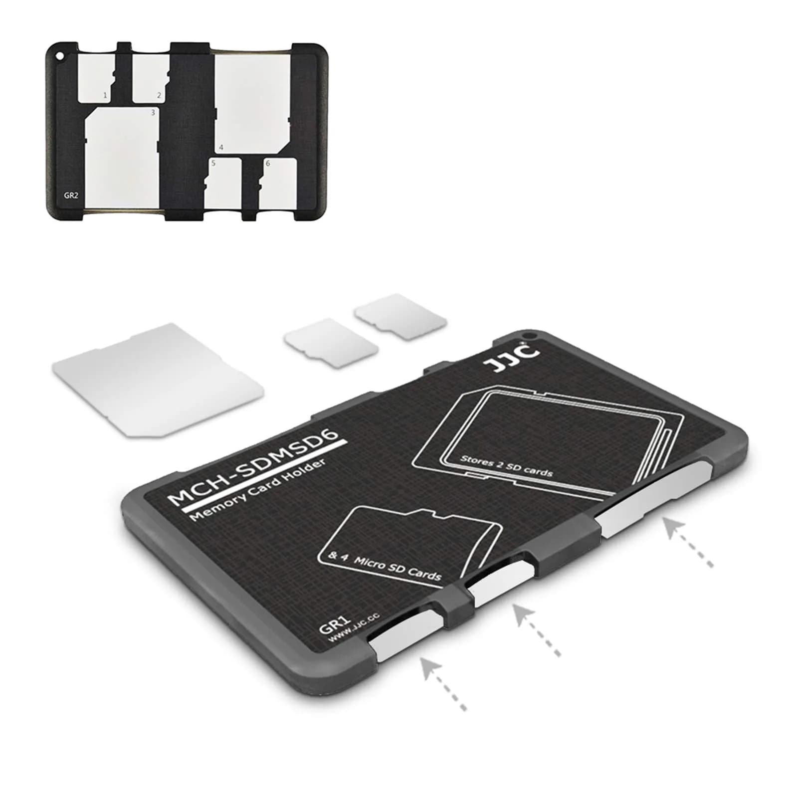 JJC 6-Slot SD Micro SD Card Case Organizer | Credit Card Size, Ultra-Thin, Lightweight - main product image
