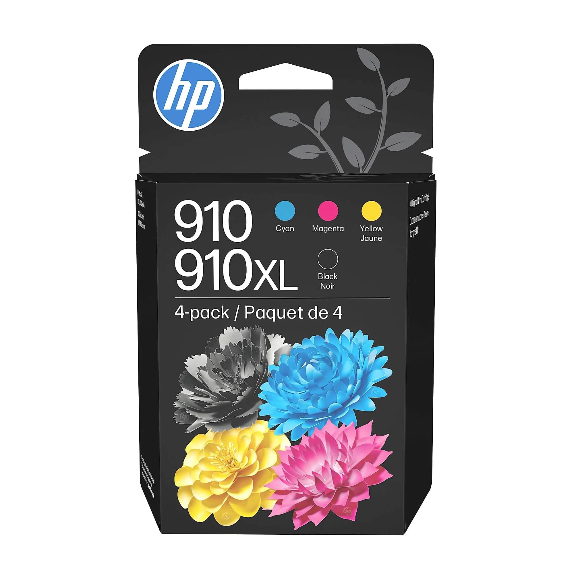 HP 910XL Ink Cartridges (4-Pack, Cyan Magenta Yellow Black) | Fade-Resistant Prints - main product image