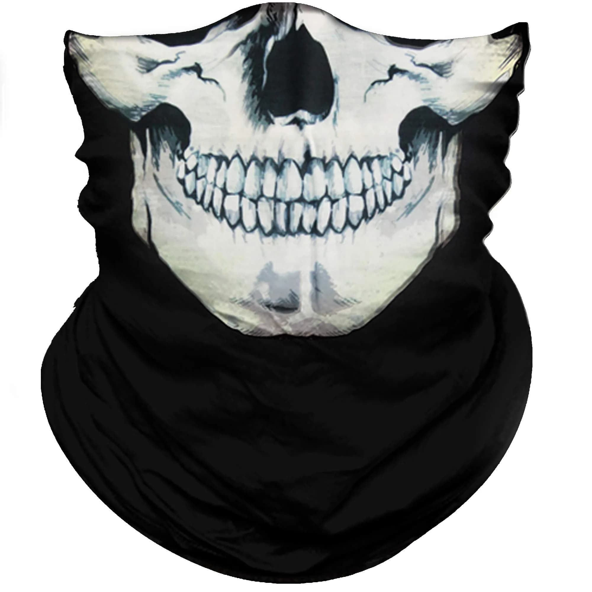 Obacle Skull Face Mask Half for Dust Wind UV Sun Protection Seamless 3D Tube Mask Bandana for Men Women (Skull Light Blue Rock Melt)