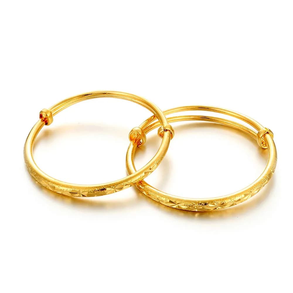 Ethlyn 18K Gold Plated Stars Kids Lucky Bangles (2-Pack, 5cm Inner Diameter) | Adjustable Fit for Ages 3+ - main product image