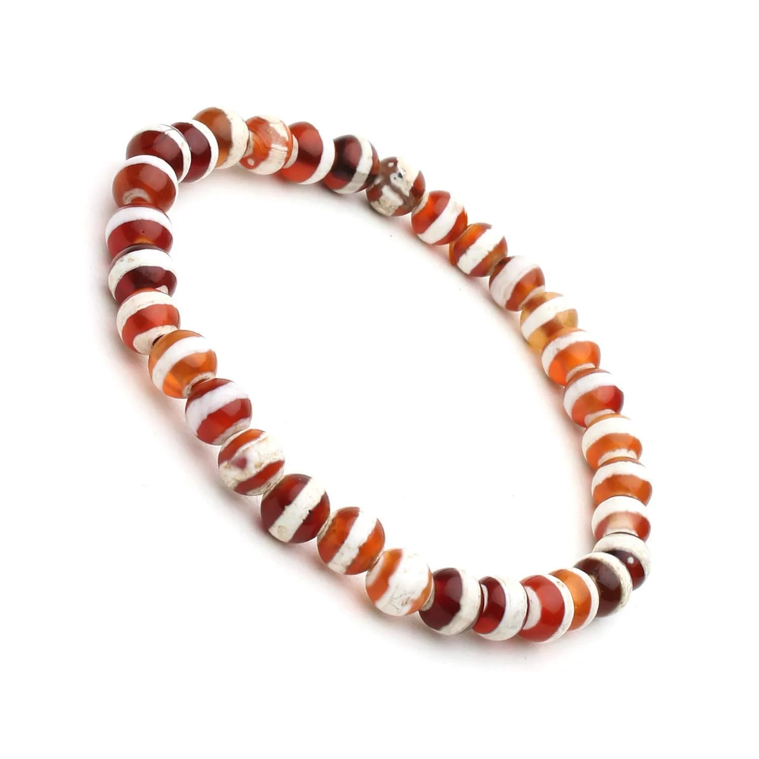 Arihant Gems & Jewels Brown White Chalcedony Gemstone Stretch Bracelet 19 cm (7.5 inches) | Handmade Natural Stone Healing Energy - main product image