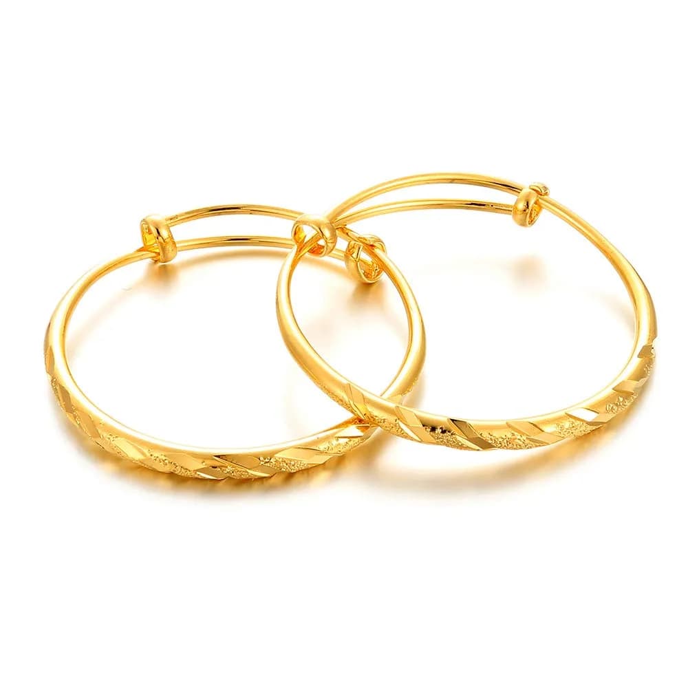 Ethlyn 18K Gold Plated Star Bangle Set for Kids | 2 Bangles, Adjustable Fit (4.5-5.5cm Inner Diameter) - main product image
