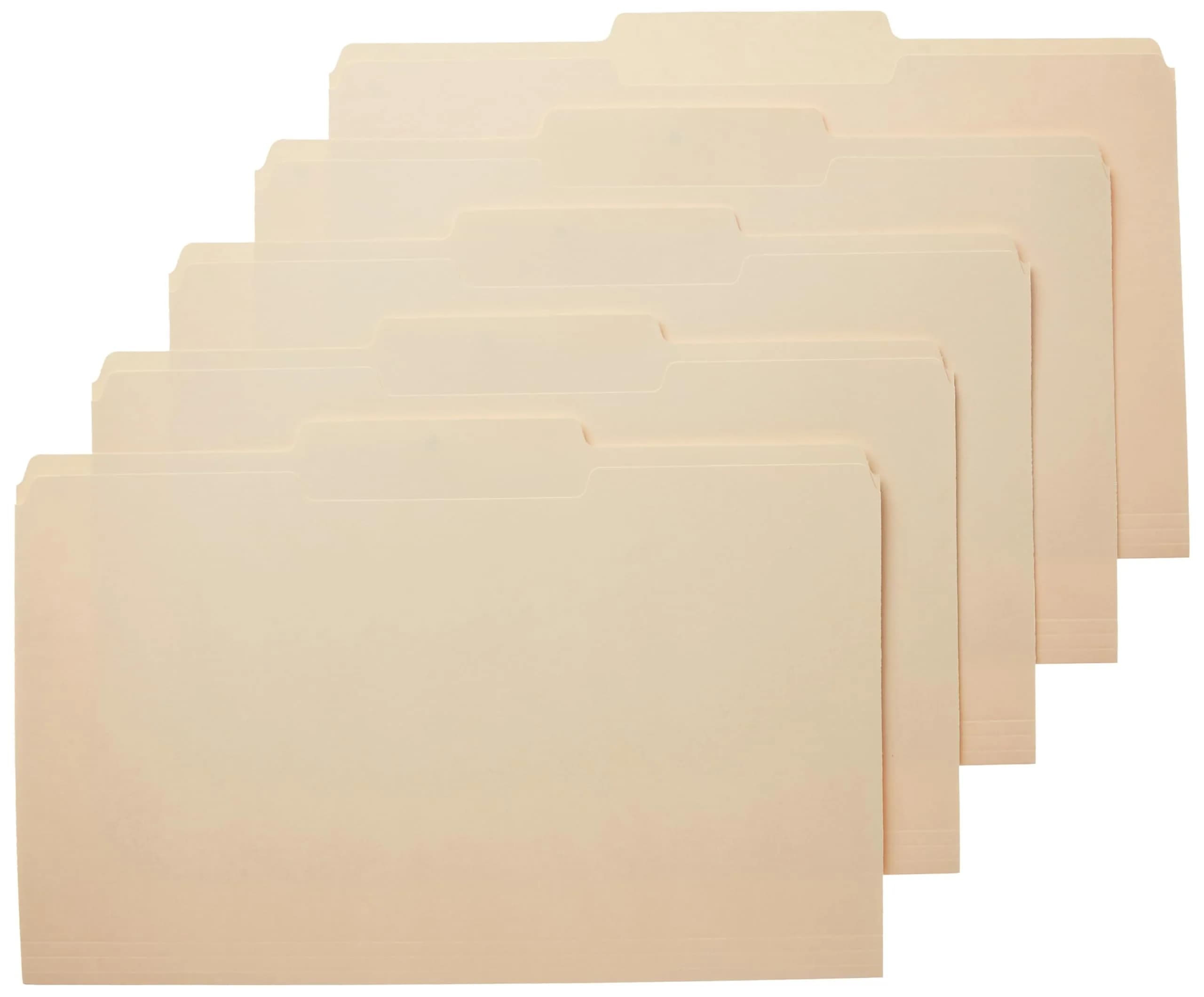 Amazon Basics Sturdy Manila File Folders, 1/3 Tabs, Legal Size, 100-Pack | Acid-Free Paper for Long-Term Storage - main product image