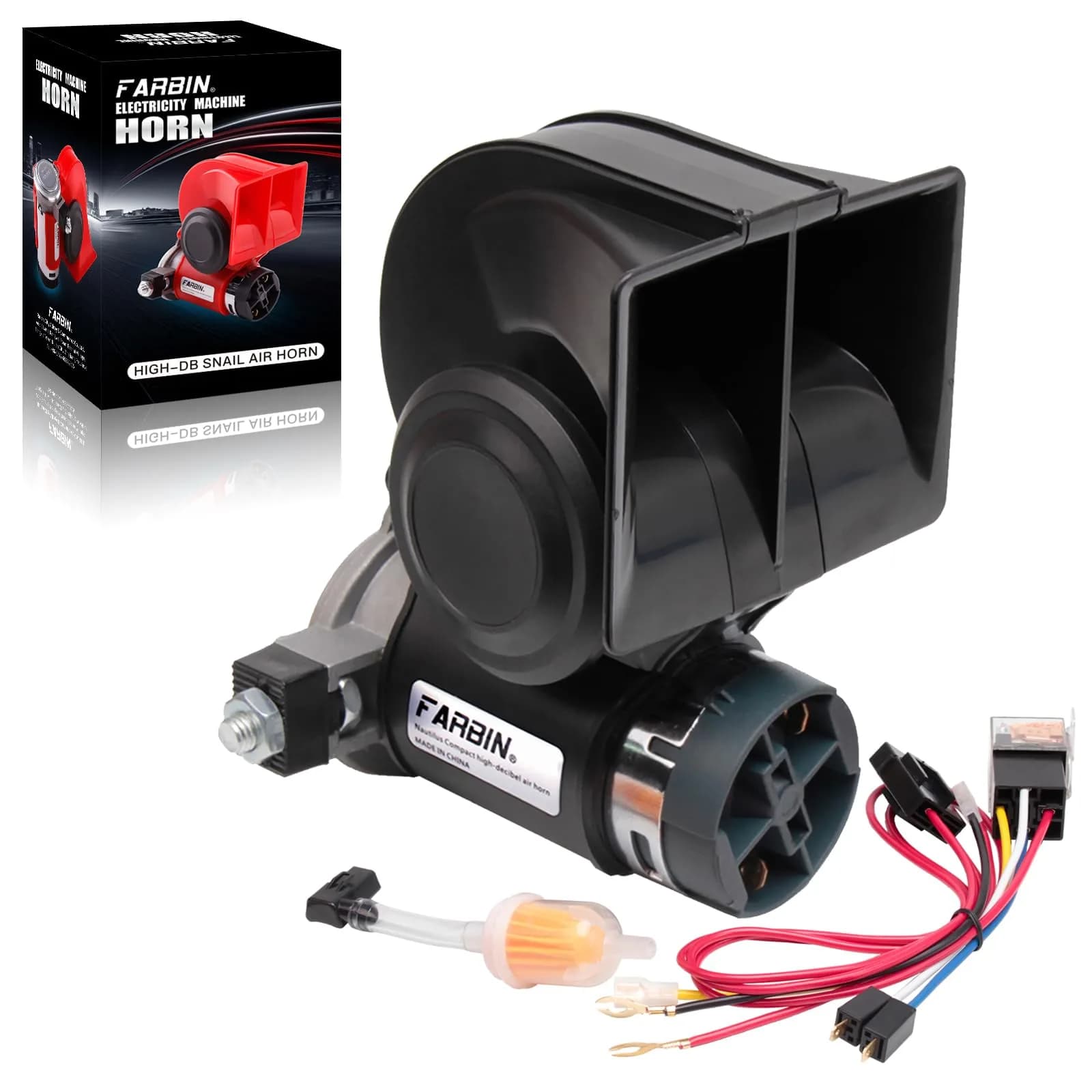 FARBIN 24V Air Horn with Compressor 150dB | Universal Fit for Trucks, Buses, Trains - main product image