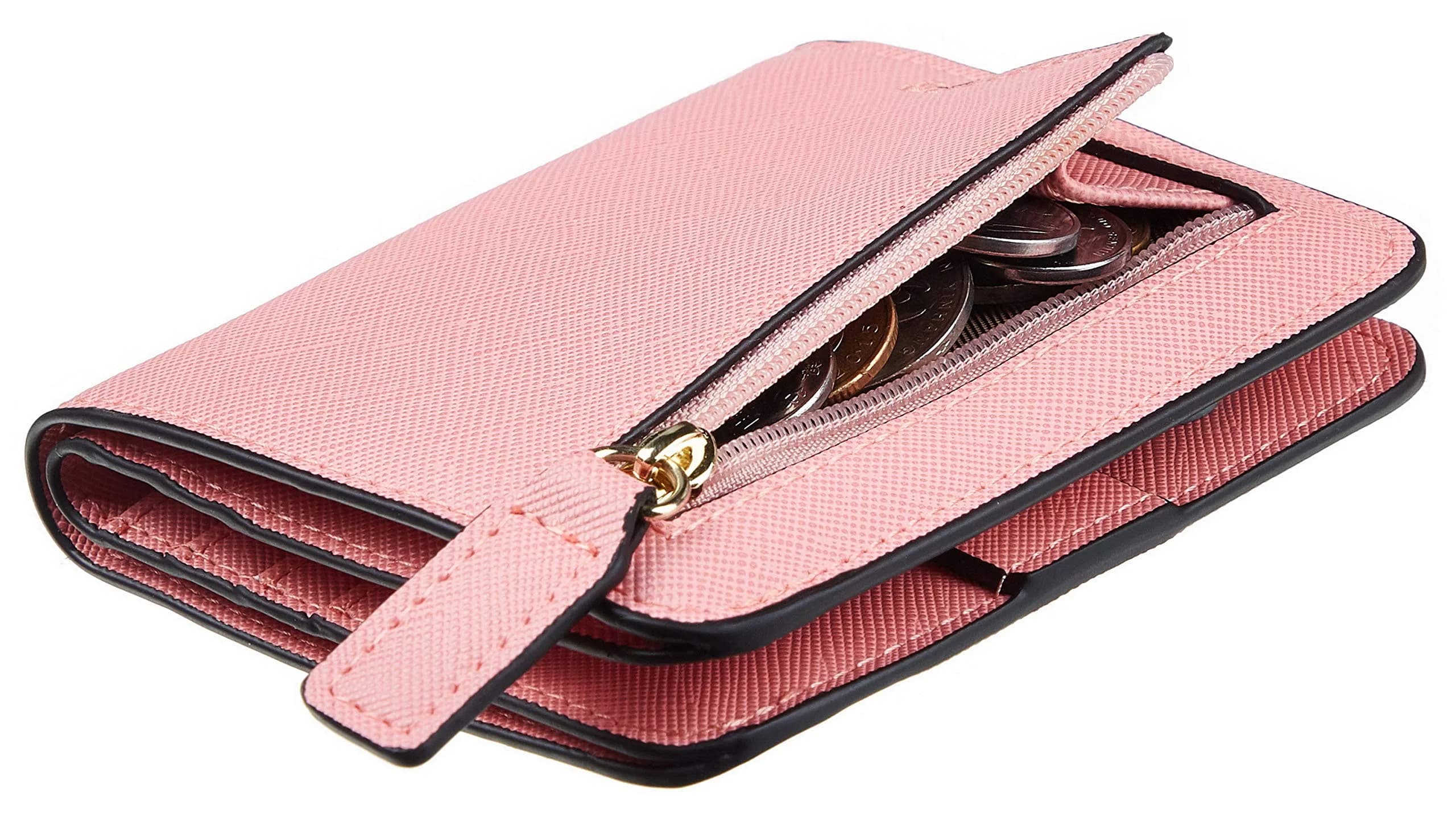 Toughergun Women's Slim Leather Wallet with RFID Protection, Compact Bifold Mini Purse, CH Sakura Pink | 10.67cm x 9.14cm x 2.03cm - main product image