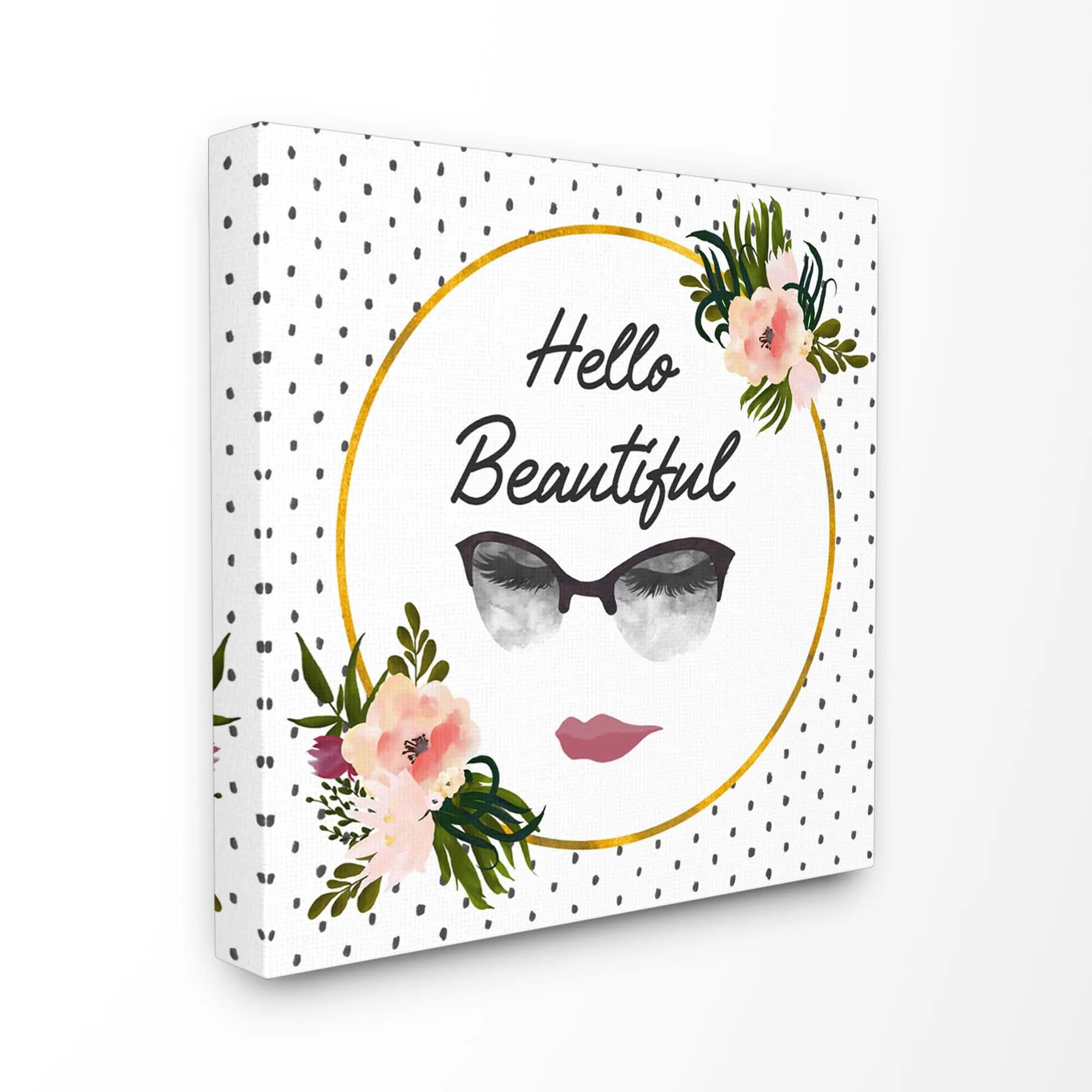 Stupell Industries Hello Beautiful Floral Canvas Wall Art 17 x 17 Inch | Modern Floral Decor for Stylish Spaces