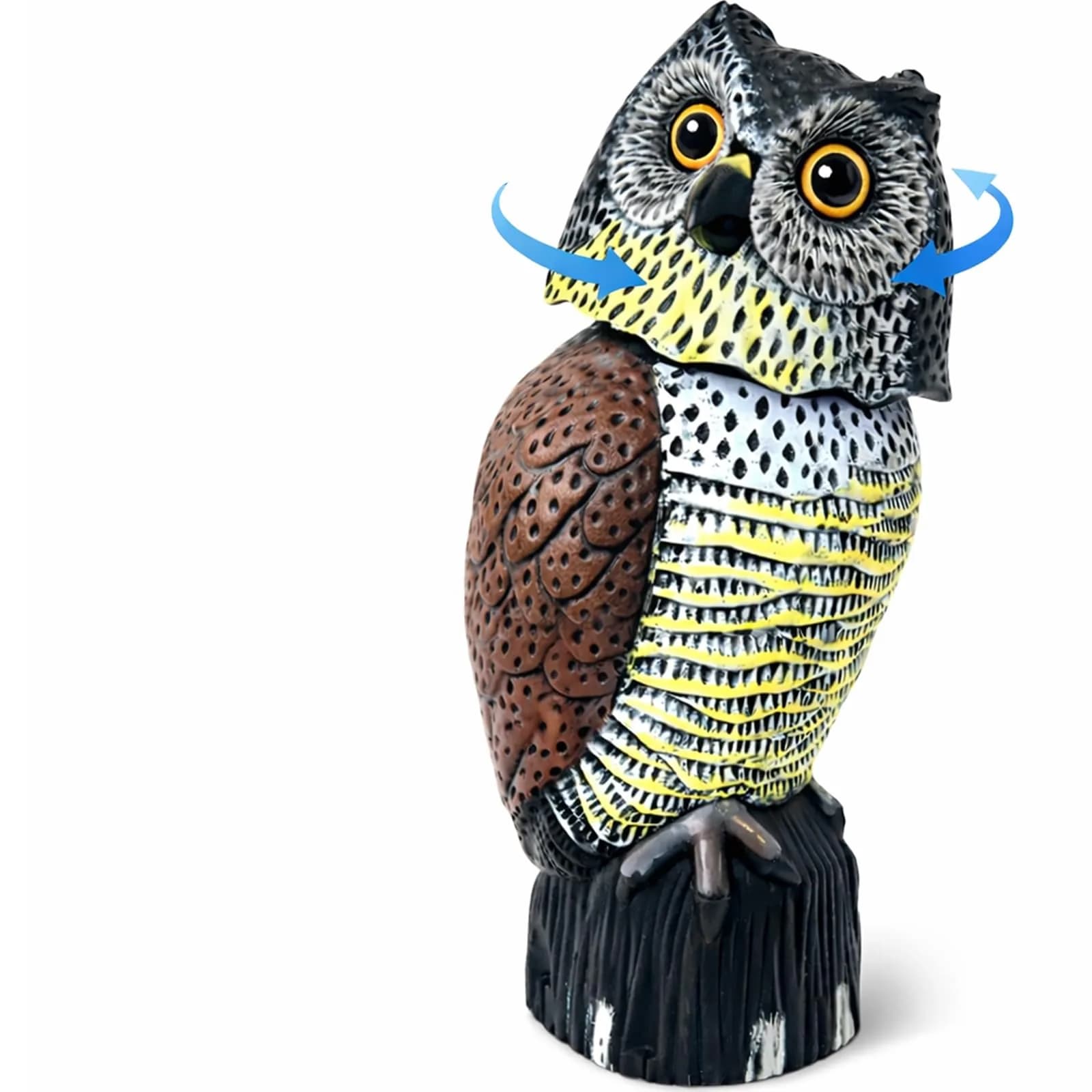GiftExpress 16" Large Owl Decoy with Rotating Head | Realistic Garden Bird & Squirrel Deterrent for Outdoor Yard & Garden Protection