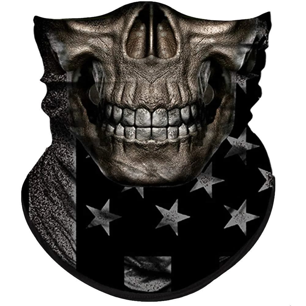 Obacle Skull Face Mask Half for Dust Wind UV Sun Protection Seamless 3D Tube Mask Bandana for Men Women (Skull Light Blue Rock Melt)