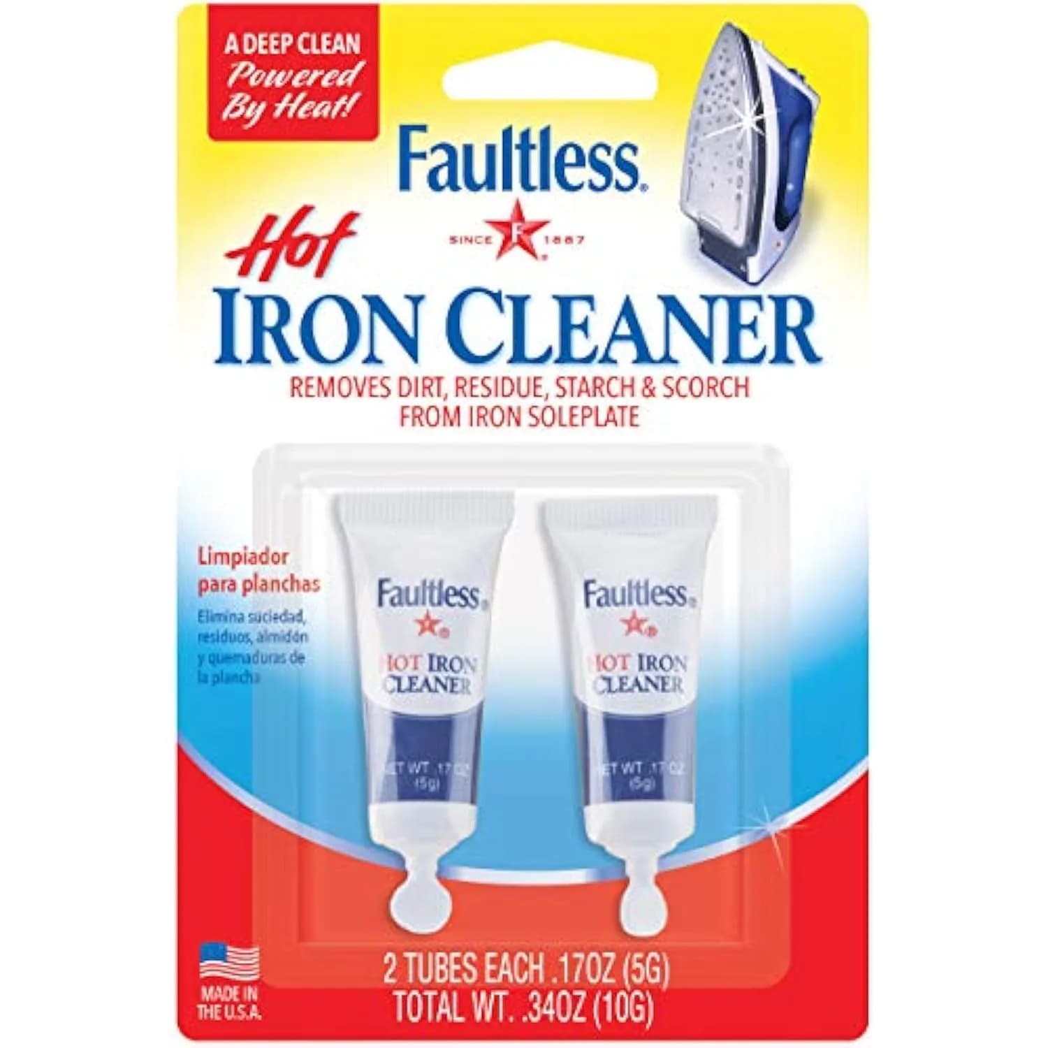 Faultless Hot Iron Cleaner Non-Toxic Steam Iron Cleaner Removes Melted Fabrics & Residues | Easy & Safe (70-120 chars)