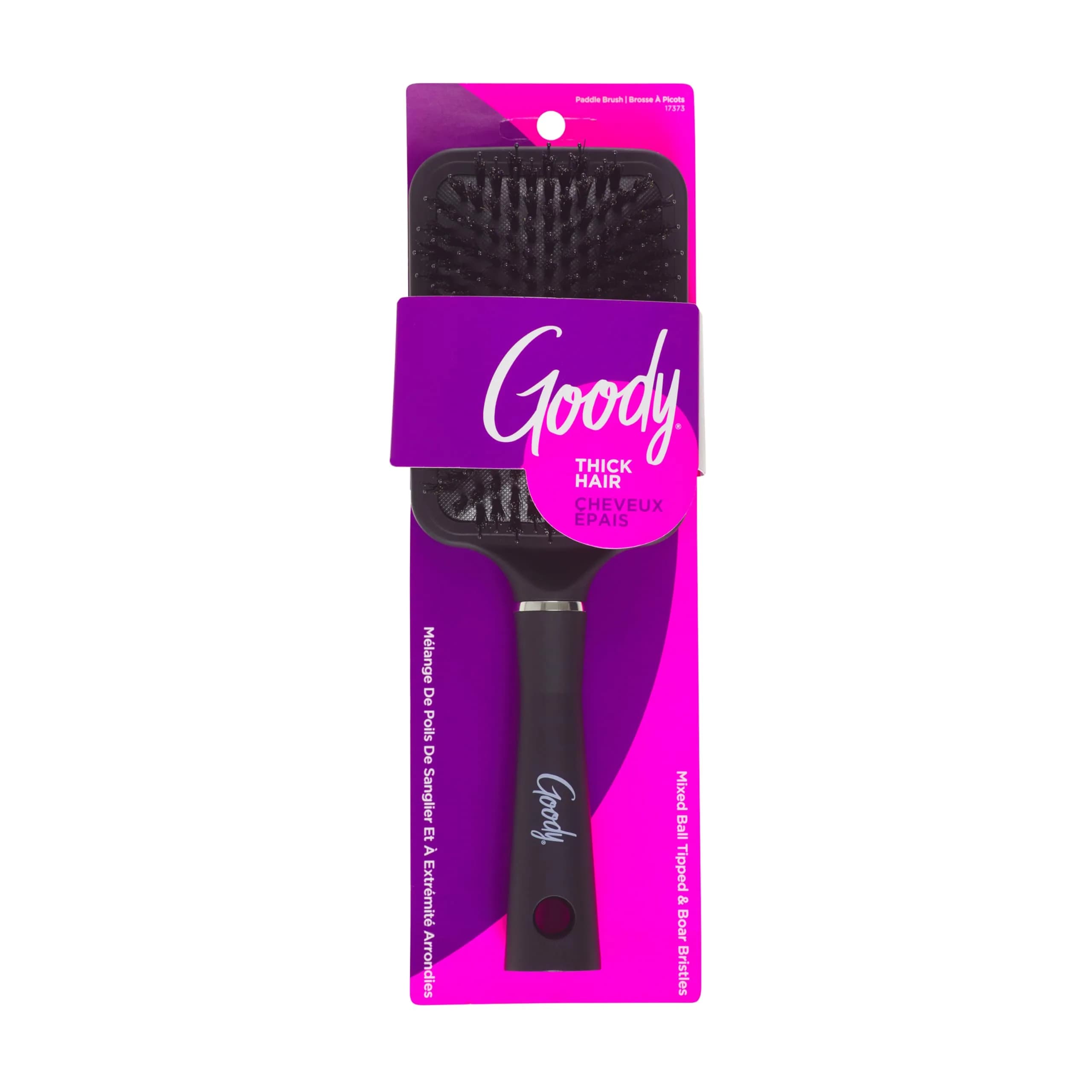 Goody Detangle It Paddle Brush Black with Nylon & Boar Bristles 27.3 cm (10.75 in) | Tackles Tangles & Knots for Thick Hair