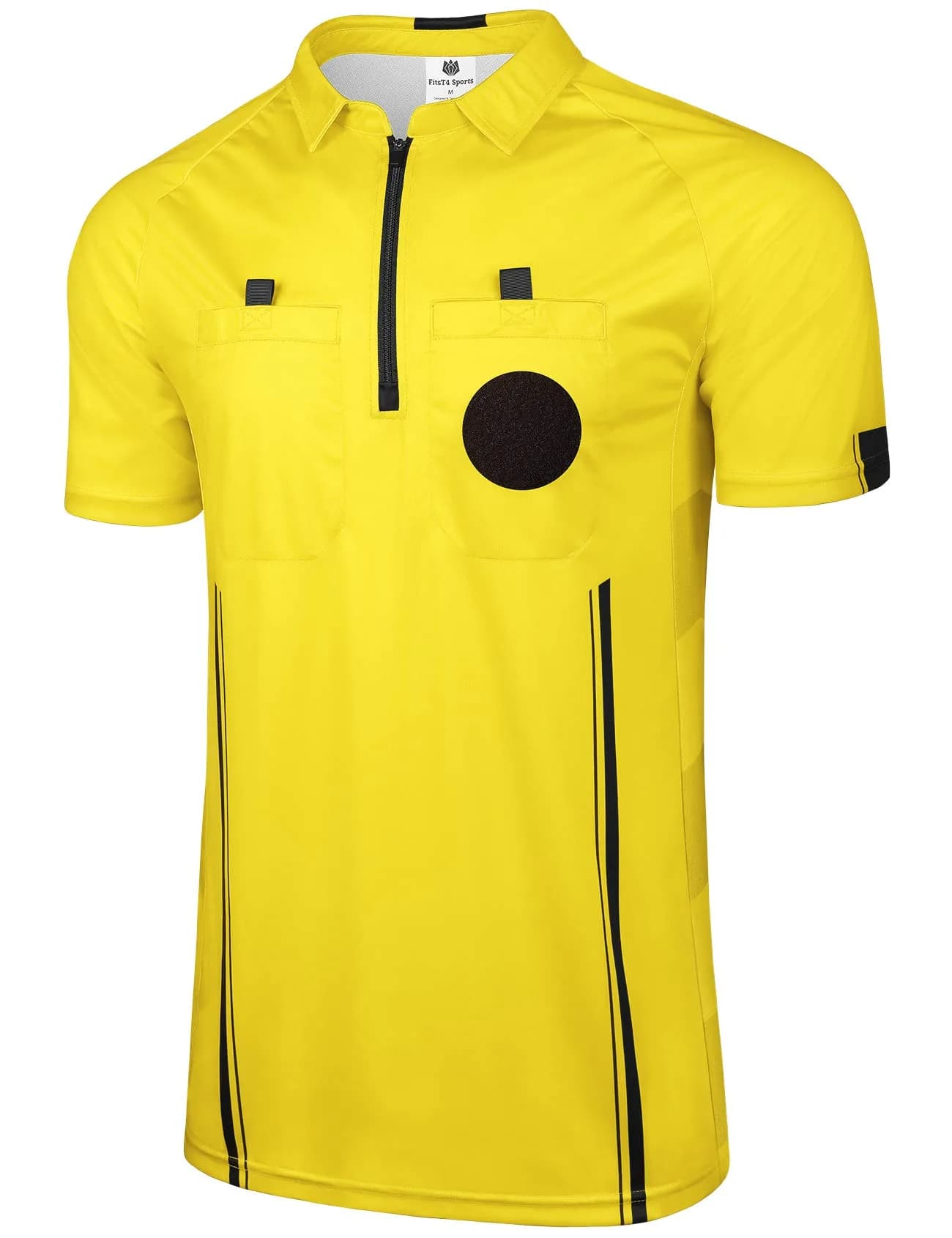 FitsT4 Sports Pro Soccer Referee Jersey Short Sleeve Ref Shirts Yellow XX-Large | Breathable Polyester for Referees