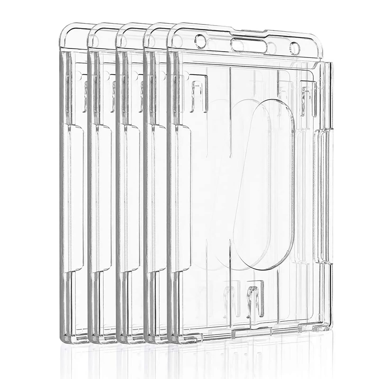 Pawfly 5 Pack Vertical 2-Card Badge Holders | Heavy Duty Polycarbonate ID Card Sleeves - main product image