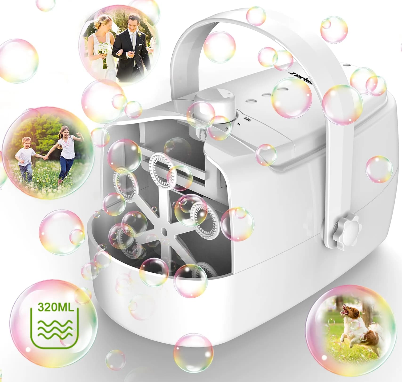 Zerhunt Automatic Bubble Machine 18000+ Bubbles/Min | CPC Certified, Plugin or Battery Operated - main product image