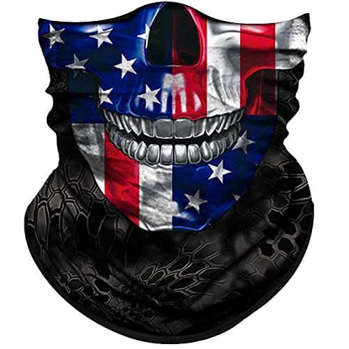 Obacle Skull Face Mask Half for Dust Wind UV Sun Protection Seamless 3D Tube Mask Bandana for Men Women (Skull Light Blue Rock Melt)