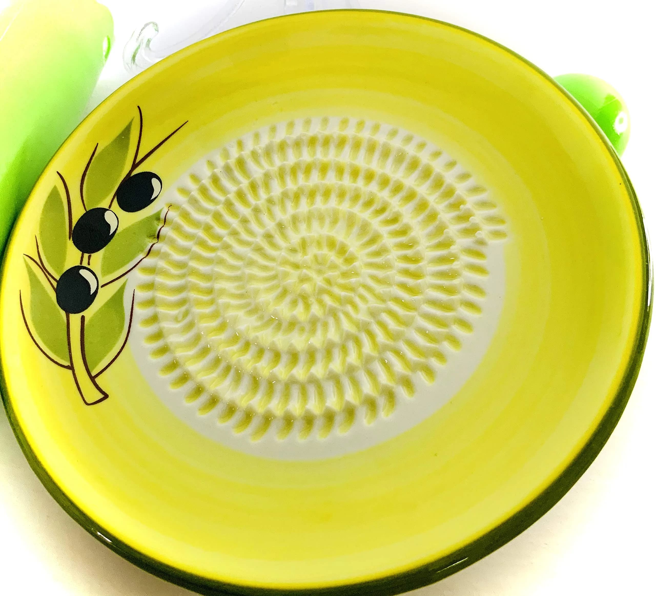 BonCera Premium Ceramic Garlic Grater Plate Set - Yellow Olive | Safe, Durable & Versatile (70-120 chars)