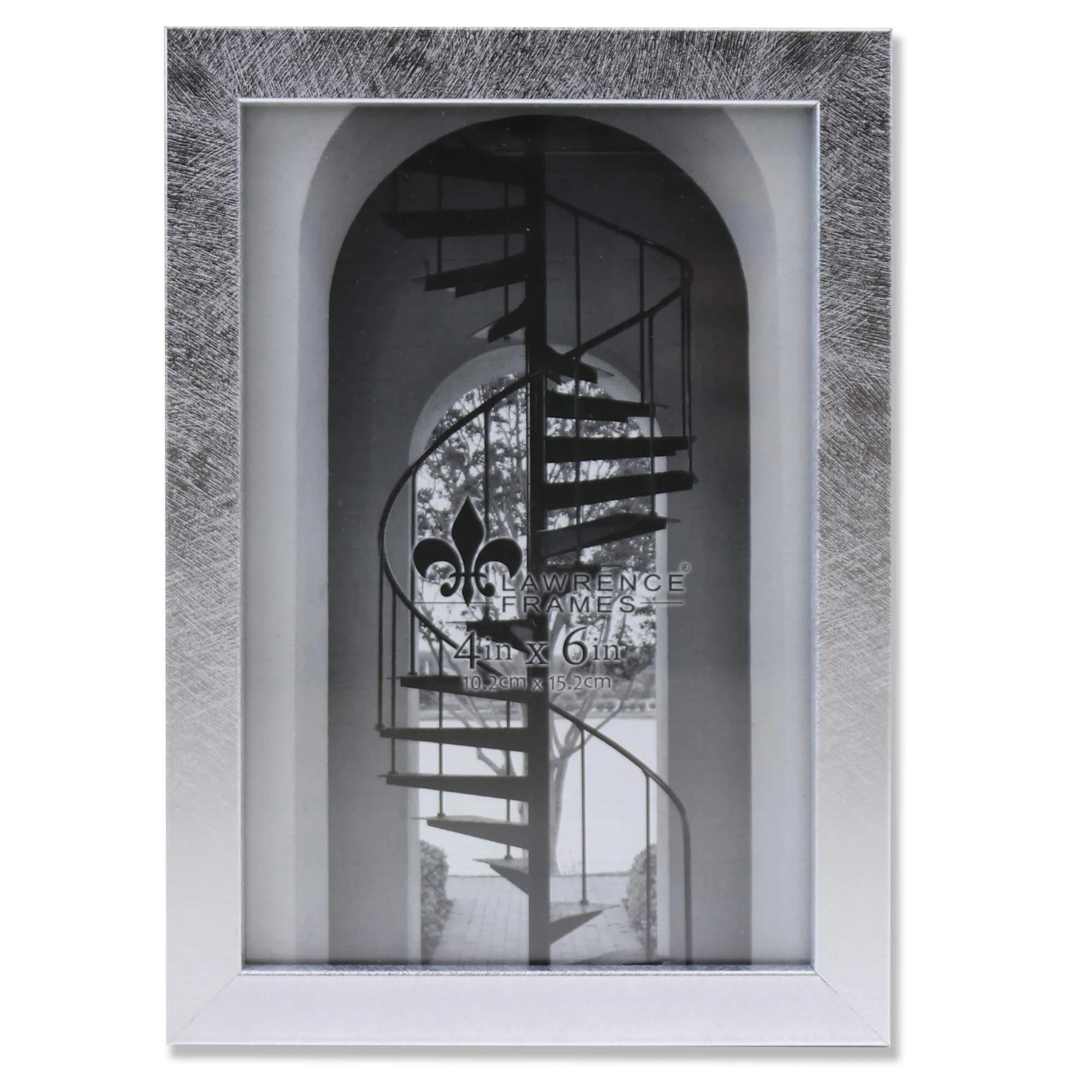 Lawrence Frames Chloe Contemporary Picture Frame, 4x6, Silver | Elegant burnished silver composite design