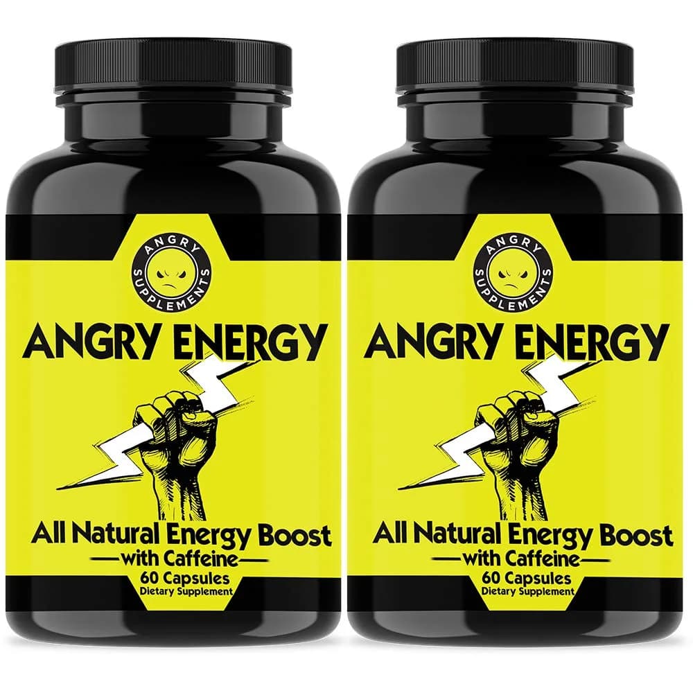 Angry Supplements Angry Energy Capsules 60 Count | Natural Non-GMO Energy Booster for Focus & Stamina