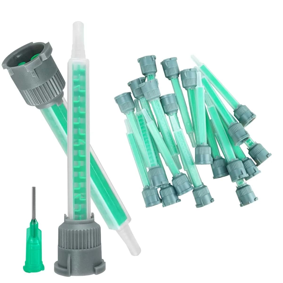 FRIGIIRE Green Static Mixing Nozzles for 50ml Dual-Barrel Cartridges, 91mm (3.6in) | 20-Piece Pack for 1:1 & 2:1 Ratios - main product image