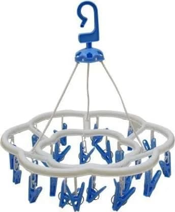River Plast Plastic Round Cloth Drying Stand with 24 Clips | 35.9cm (14.1in) Foldable Laundry Hanger - main product image
