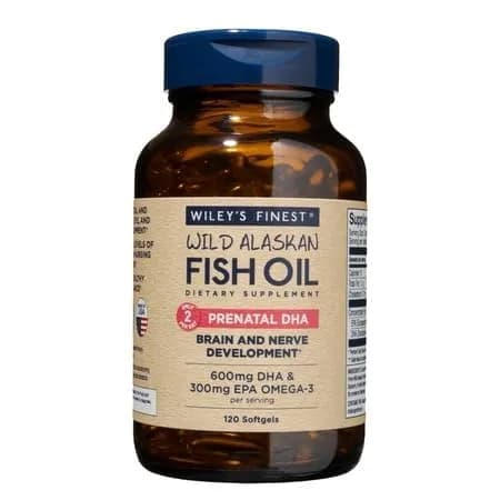 Wiley's Finest Wild Alaskan Fish Oil Prenatal DHA, 120 Count | Supports Baby Brain & Eye Development - main product image