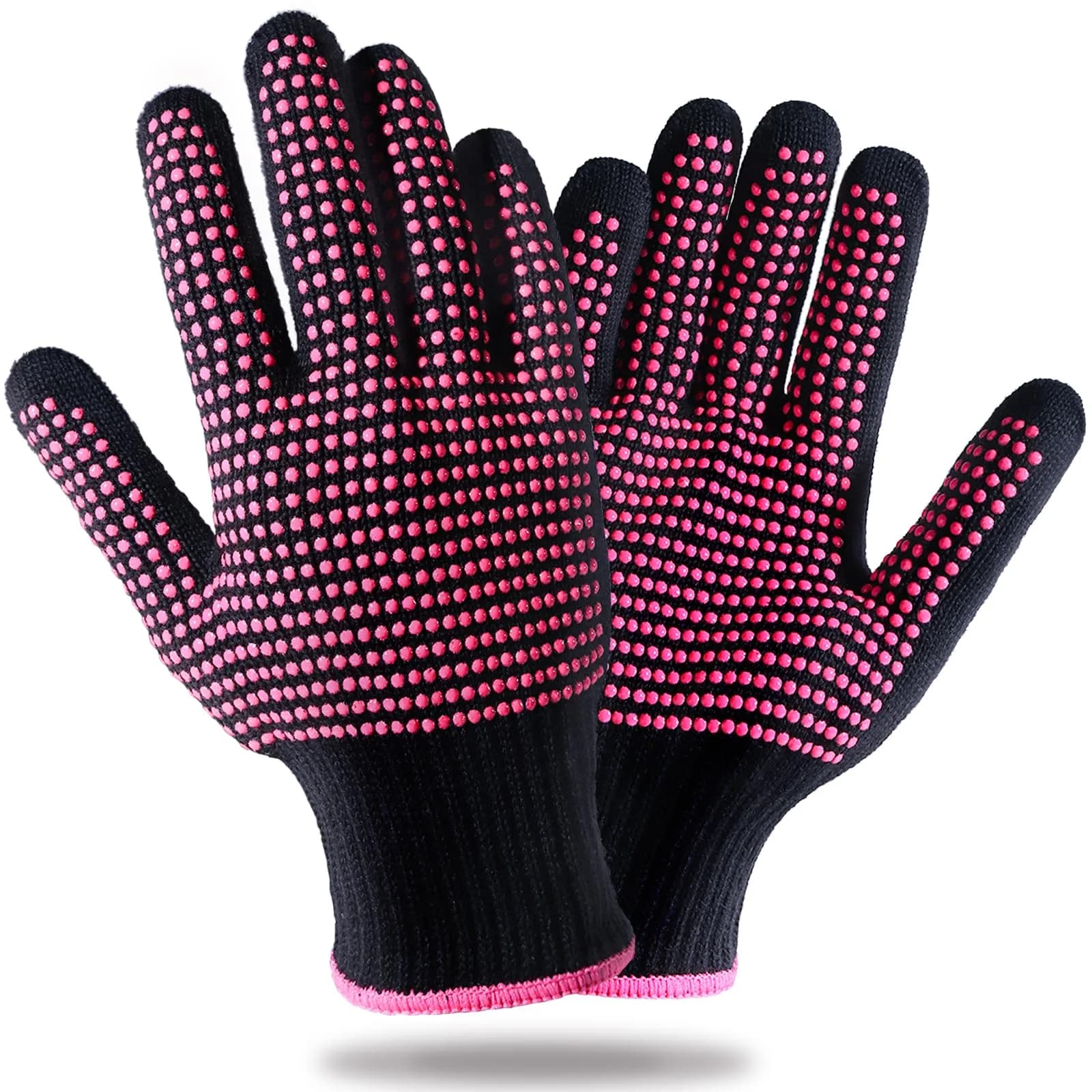 Teenitor Heat Resistant Styling Gloves 2 Pcs, Rose Red | Protects Hands Up to 250°C (482°F) - main product image