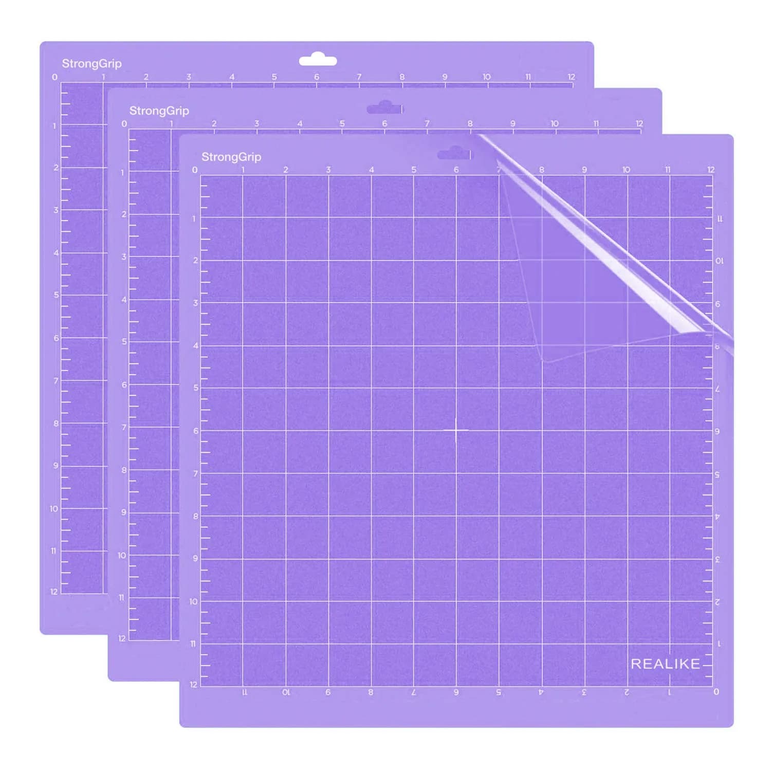 REALIKE 12x12 inch StrongGrip Cutting Mat (3 Mats, Purple) | Perfect for Cricut Crafts & Quilting - main product image