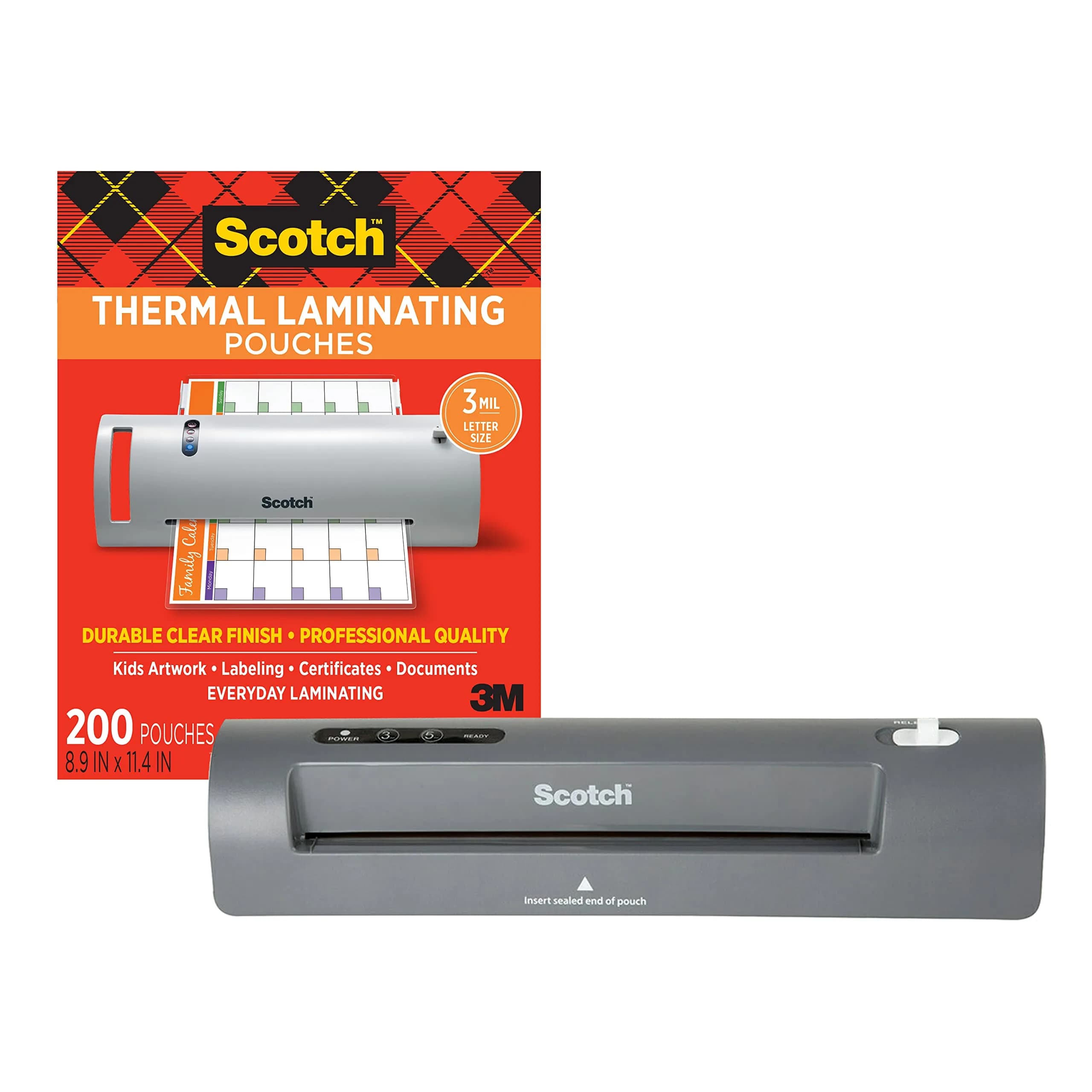 Scotch Thermal Laminator TL901X with 200 Pouches (9" Wide, 2-Roller System) | Professional Finish for Letter Size Documents - main product image