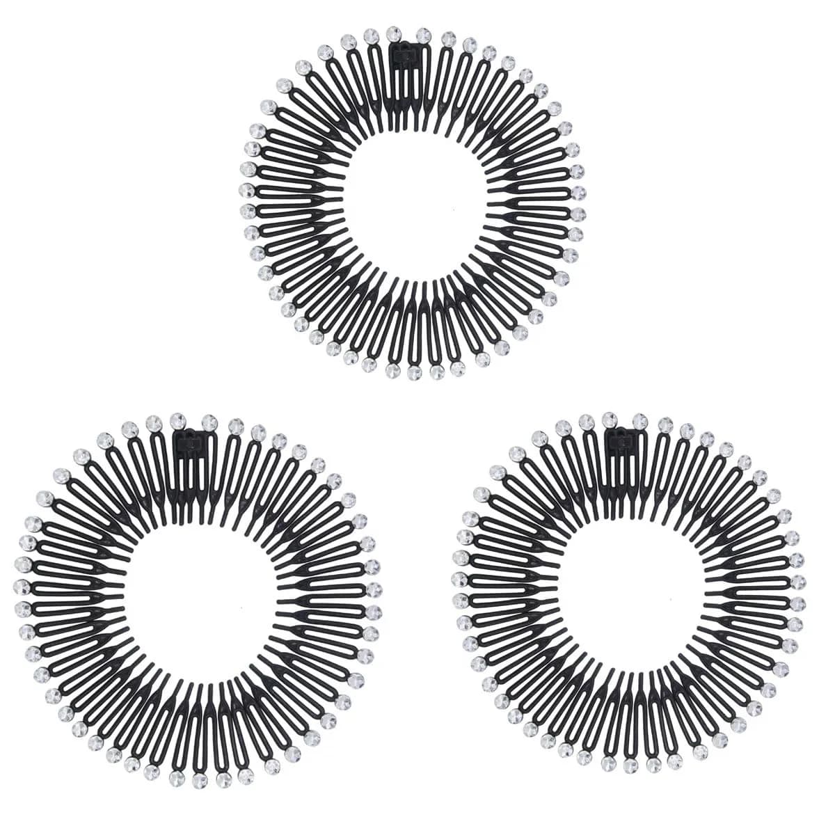 TUICARE Full Circular Stretch Hairband Holder with Rhinestone Comb, 30cm Spread Size | Flexible Plastic Teeth for All Hair Types - main product image