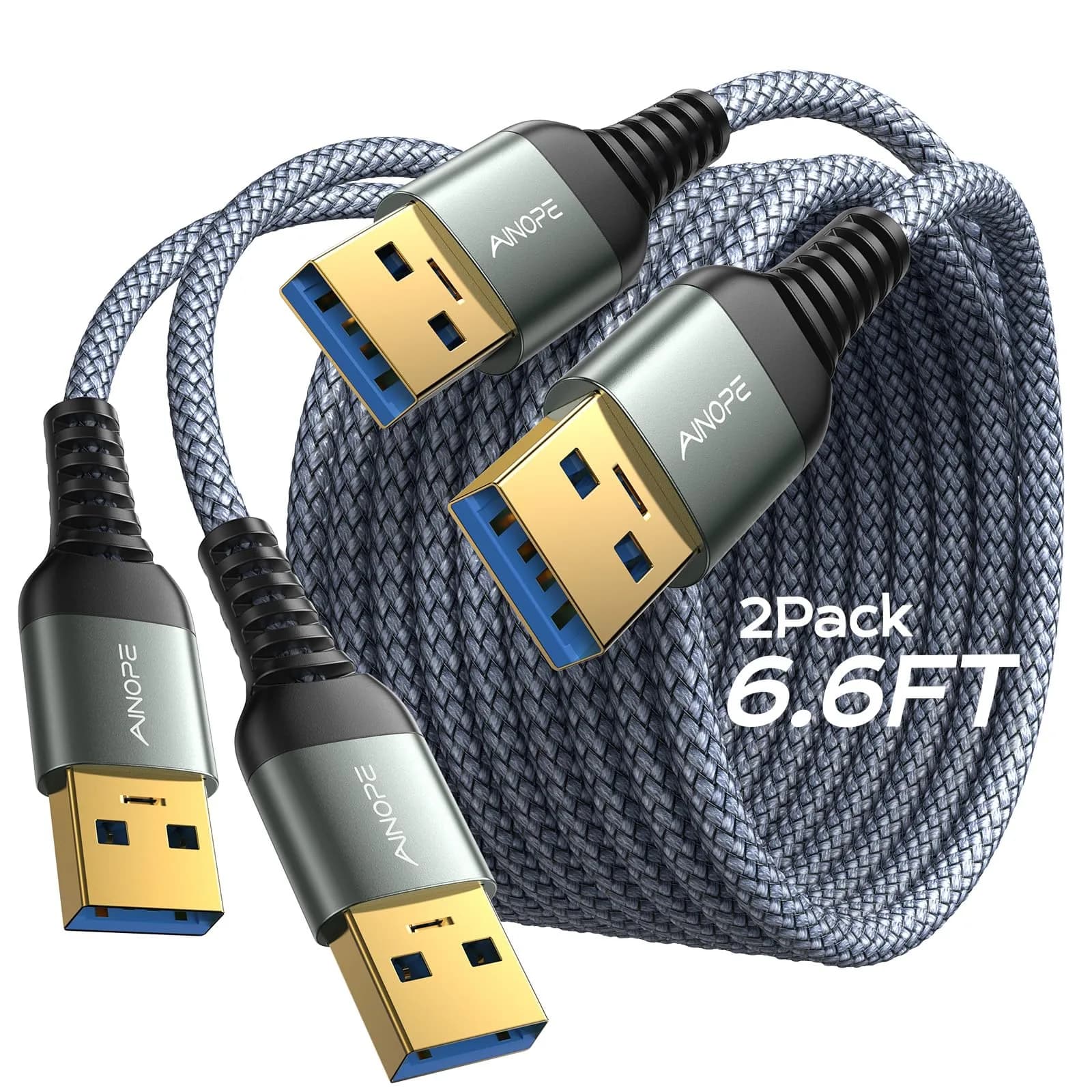 AINOPE USB to USB Cable 6.6FT | Data Transfer & Power for Hard Drives & Laptops